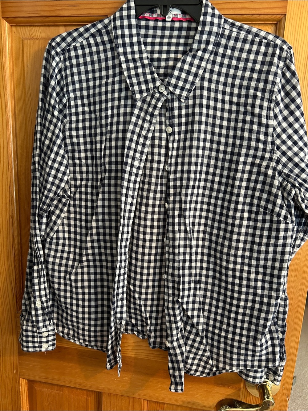 crown & ivy Navy Blue and White Gingham Button-Down Shirt
